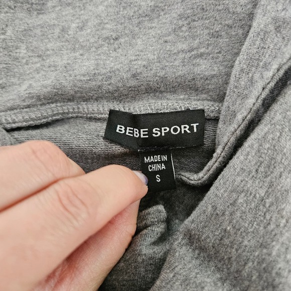 BEBE Sport Sz S Gray Longline Button Up Funnel Neck Cozy Athleisure Jacket - Picture 5 of 7